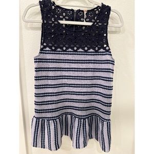 Free People Blue Lace Stripe Sleeveless Shirt Top Tank Small $88
